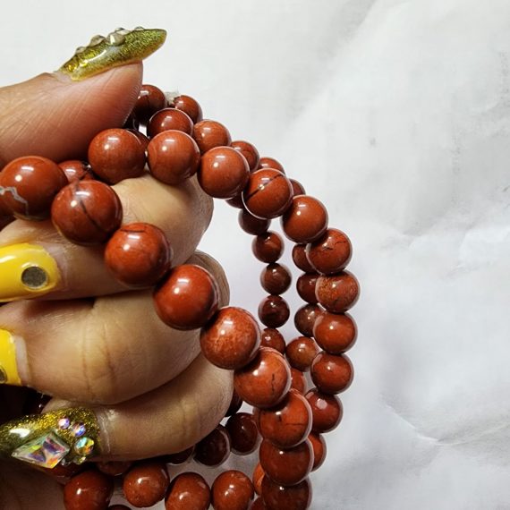 Wrist bracelet - round beads made of brown jasper, clear elastic band |  Jewelry Eshop